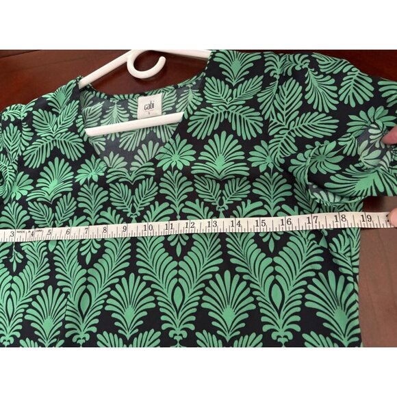 cAbi Palmette Tropical Print Mini Dress Navy/Green Size Small - Picture 11 of 13